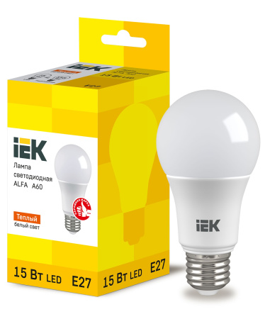Лампа светодиодная ALFA A60 груша 15Вт 230В 3000К E27 IEK