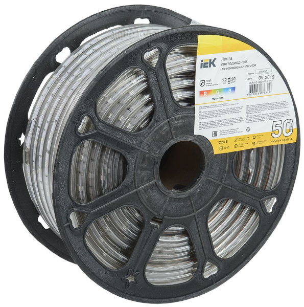 Лента светодиодная 50м LSR-5050RGB30-7,2-IP67-220В IEK