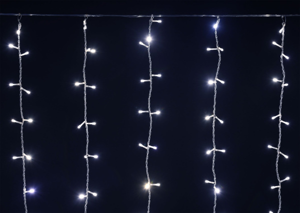 LIGHTING Гирлянда занавес 1,5х1,5м 160 светодиодов белый свет IP20 прозрачный шнур 3м 230В транзит IEK