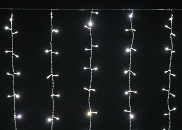 LIGHTING Гирлянда занавес 1,5х1,5м 160 светодиодов теплый белый свет IP20 прозрачный шнур 3м 230В транзит IEK