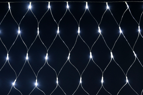 LIGHTING Гирлянда сеть 1,5х1,5м 160 светодиодов белый свет IP20 прозрачный шнур 3м 230В контроллер 8 сцен IEK