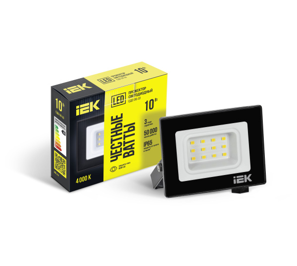 Прожектор светодиодный СДО 06-10 IP65 4000K черный IEK