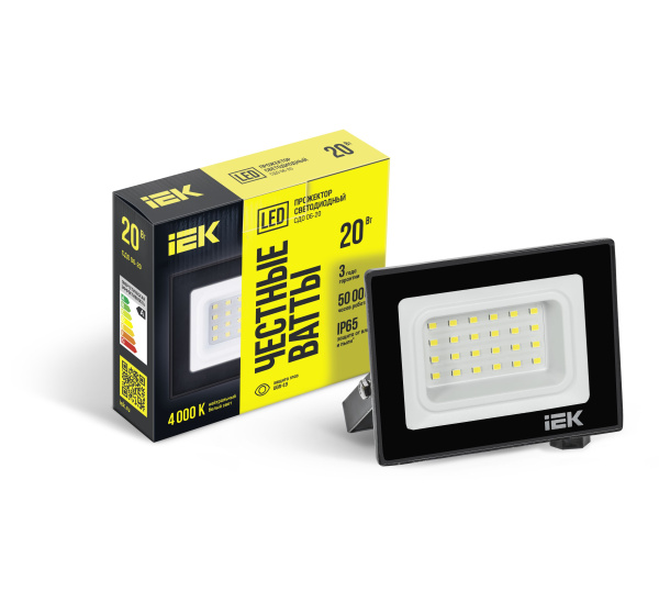 Прожектор СДО 06-20 светодиодный черный IP65 4000 K IEK
