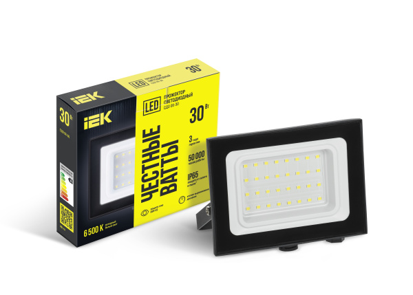 Прожектор СДО 06-30 светодиодный черный IP65 6500 K IEK