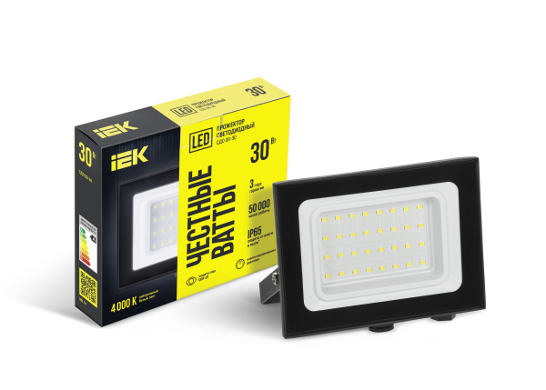 Прожектор СДО 06-30 светодиодный черный IP65 4000 K IEK