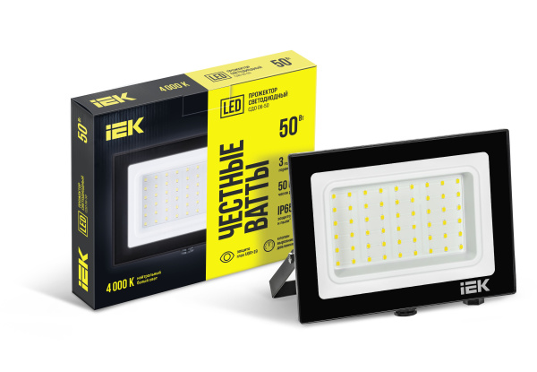 Прожектор СДО 06-50 светодиодный черный IP65 4000 K IEK