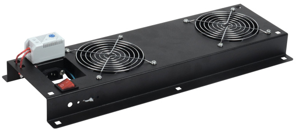 ITK Панель вентиляторная с выключателем и термостатом 2 модуля без кабеля питания черная