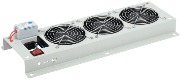 ITK Панель вентиляторная с выключателем и термостатом 3 модуля без кабеля питания серая