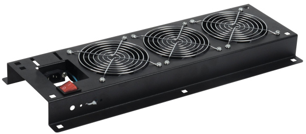 ITK Панель вентиляторная с выключателем 3 модуля без кабеля питания черная