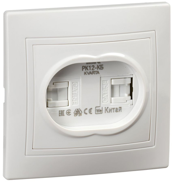 KVARTA Розетка 2-местная компьютерная РК12-КБ белый IEK