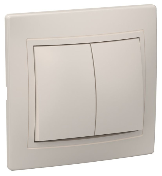 Выключатель 2-клавишный ВС10-2-0-ККм 10А КВАРТА кремовый IEK
