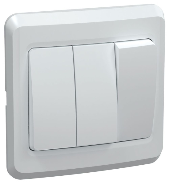 Выключатель 3-клавишный ВС10-3-0-ВБ 10А ВЕГА белый IEK