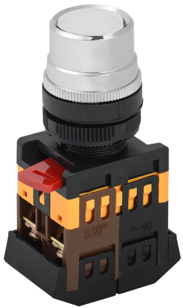 Кнопка ABLF-22 белый d=22мм неон/240В 1з+1р IEK