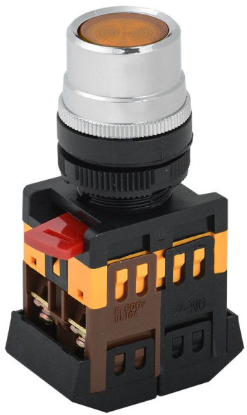 Кнопка ABLF-22 желтый d=22мм неон/240В 1з+1р IEK