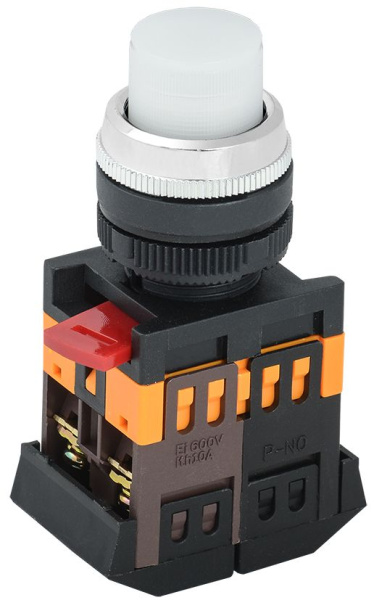 Кнопка ABLFP-22 белый d=22мм неон/240В 1з+1р IEK