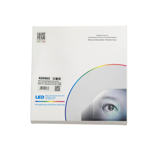 420563  Лента LIGHTSTAR LED 24V 10W/m 120leds/M 1100LM/M 3000K IP20 1 шт = 10м