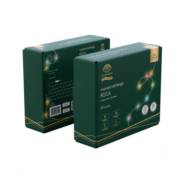 Умная гирлянда Роса с крупными каплями 20м 200 LED RGB IP20 прозрачный провод USB NEON-NIGHT