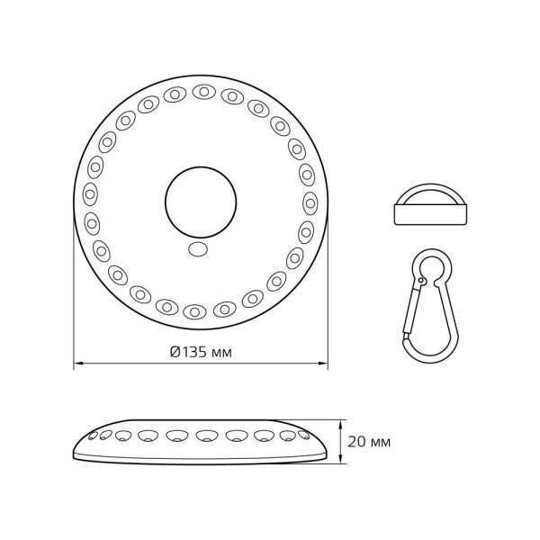 Фонарь кемпинговый Gauss модель GFL003 24LED 300lm  3xAA белый магнит и карабин LED 1/12/72
