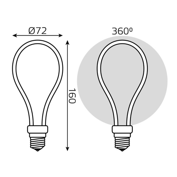 Лампа Gauss Filament Artline А72 4W 330lm 2700К Е27 milky LED 1/10/100
