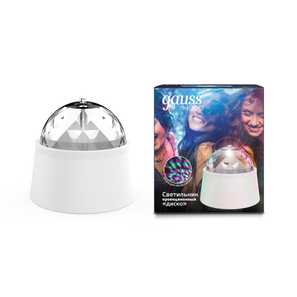 Светильник  MOOD "диско" 3W 220-240V белый с фиксированной проекцией с кабелем электропитания и выключателем  LED 1/50