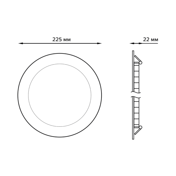 Светильник Gauss Slim круг 18W 1200lm 3000K 180-265V IP20 монтаж Ø210 225*22 LED 1/20