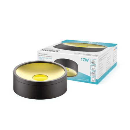 Светильник Gauss Overhead накл цил 17W 1100lm 4000K 170-240V IP20 140*50мм черный золото LED 1/30