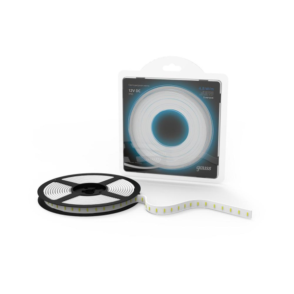 Лента Gauss LED 2835/60-SMD 4.8W 12V DC синий IP66 (блистер 5м)