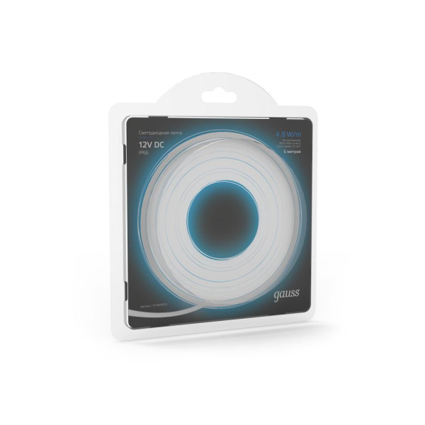 Лента Gauss LED 2835/60-SMD 4.8W 12V DC синий IP66 (блистер 5м)