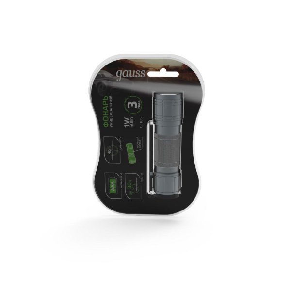 Фонарь ручной Gauss модель GFL106 1W 50lm 3xAAA LED 1/12/144