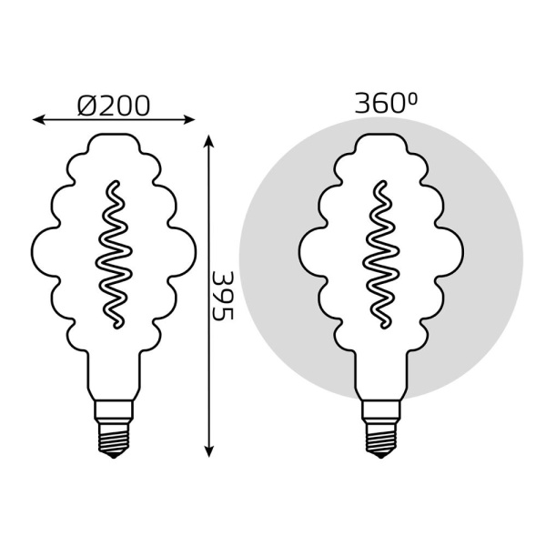 Лампа Gauss Filament Honeycomb 8.5W 165lm 1800К Е27 gray LED 1/2