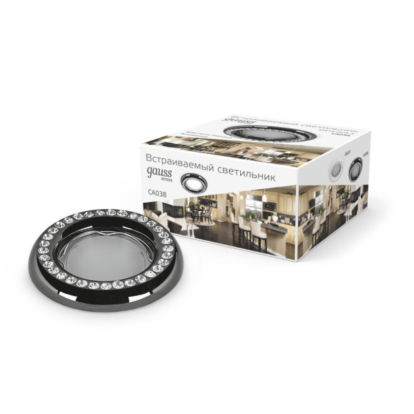 Светильник Gauss Strass CA038 Круг. Кристал/Черный, Gu5.3 1/30