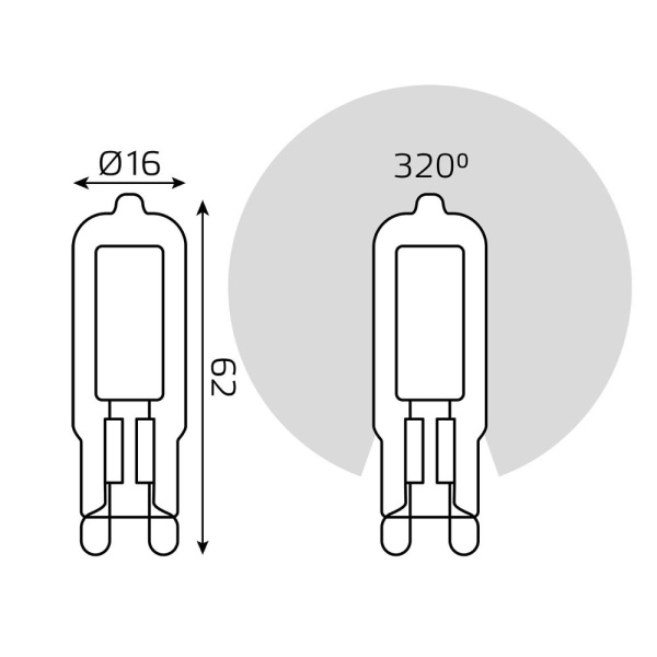 Лампа Gauss G9 AC220-240V 4.5W 380lm 3000K стекло LED 1/10/200