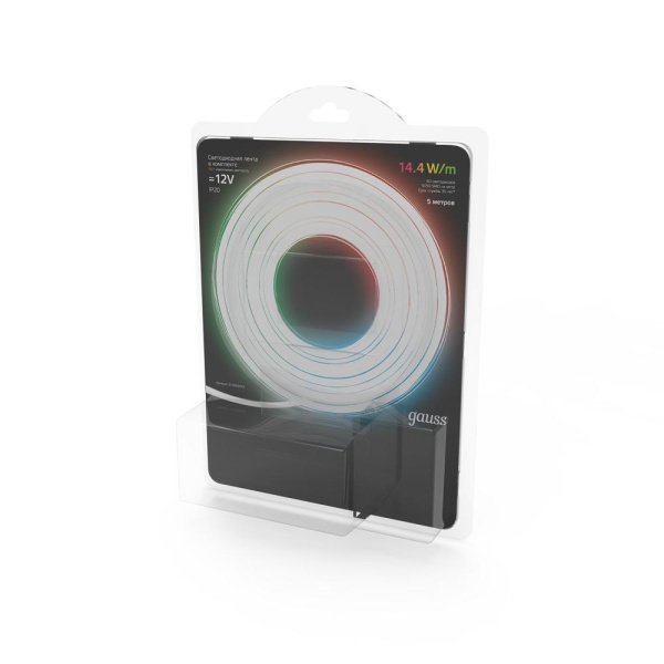 Лента Gauss LED Комплект 5050/60-SMD 14,4W 12V DC RGB IP20 (блистер 5м) 1/50