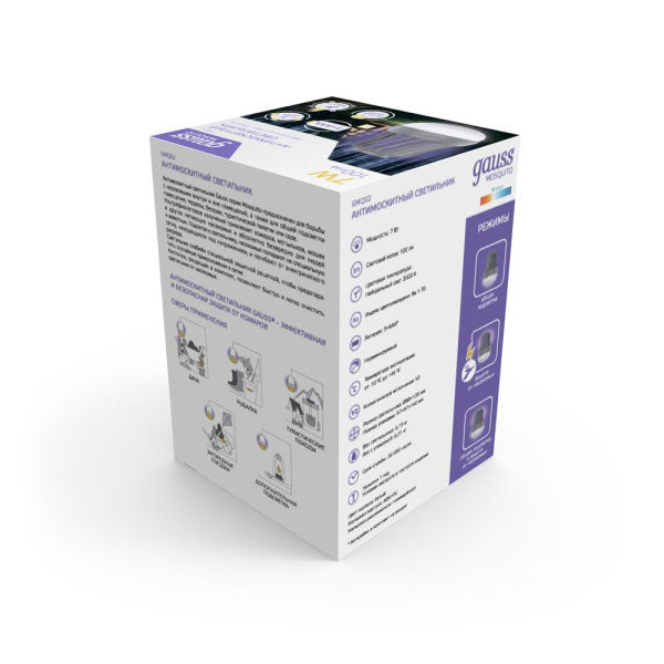 Антимоскитный светильник Gauss Mosquito с подвесом, 7Вт, 3AAА, 1/40