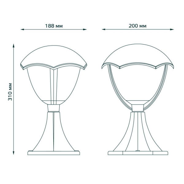 Светильник садово-парковый Gauss Aura на постамент  1*E27, 60W, 200*200*310мм, 170-240V / 50Hz,  IP54 (1/6)