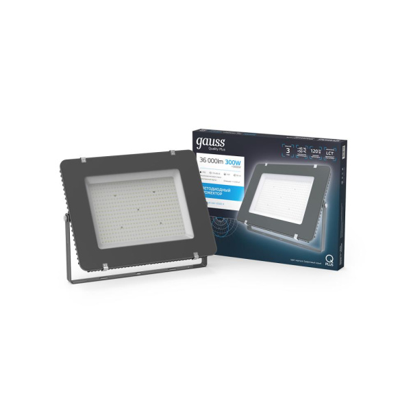 Прожектор Gauss Qplus 300W 36000lm 6500K 175-265V IP65 графитовый LED 1/2