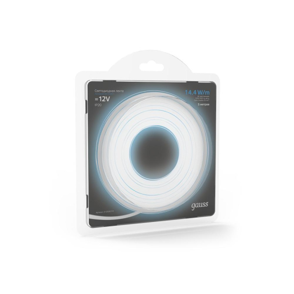 Лента Gauss LED 5050/60-SMD 14.4W 12V DC холодный белый (блистер 5м) 1/50