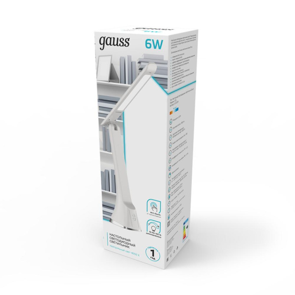 Светильник настольный Gauss модель GTL203 6W 380lm 4000K 170-265V белый диммируемый LED 1/20