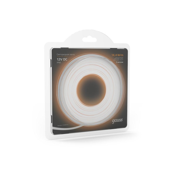 Лента Gauss LED 5050/60-SMD 14.4W 12V DC теплый белый IP66 (блистер 5м)