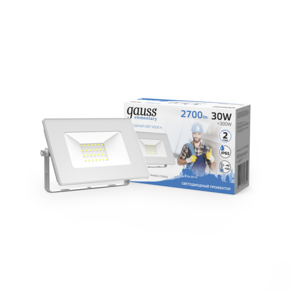 Прожектор светодиодный Gauss Elementary G2 30W 2700lm IP65 6500К белый 1/48