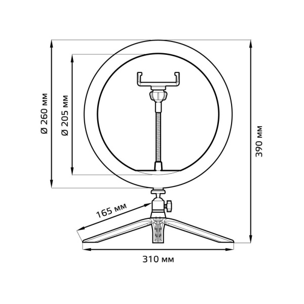 Светильник Gauss кольцевой 14W 700lm 3000-6500K 5V USB IP20 260*23мм черный дим пульт LED 1/20