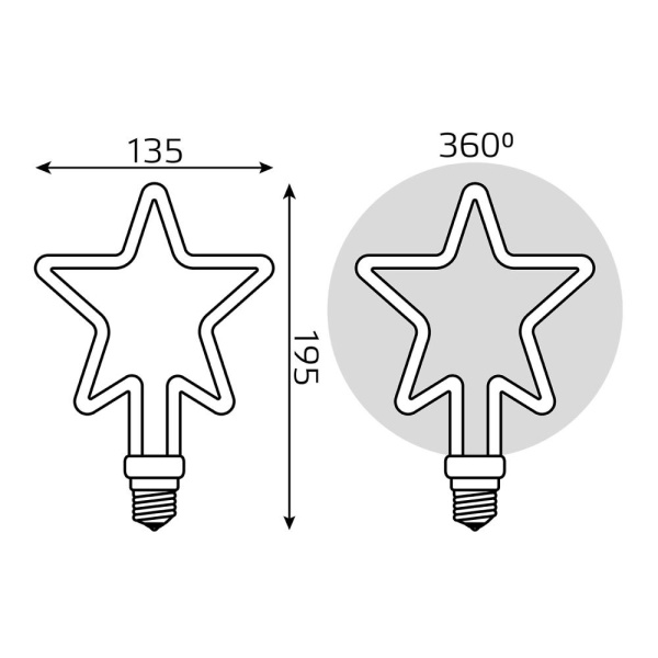 Лампа Gauss Filament Artline Star 7W 580lm 2700К Е27 milky LED 1/10/100