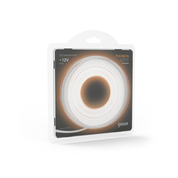 Лента Gauss LED 2835/120-SMD 9.6W 12V DC теплый белый (блистер 5м)