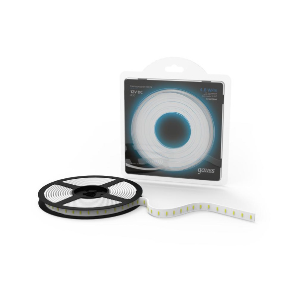 Лента Gauss LED 2835/60-SMD 4.8W 12V DC синий (блистер 5м)