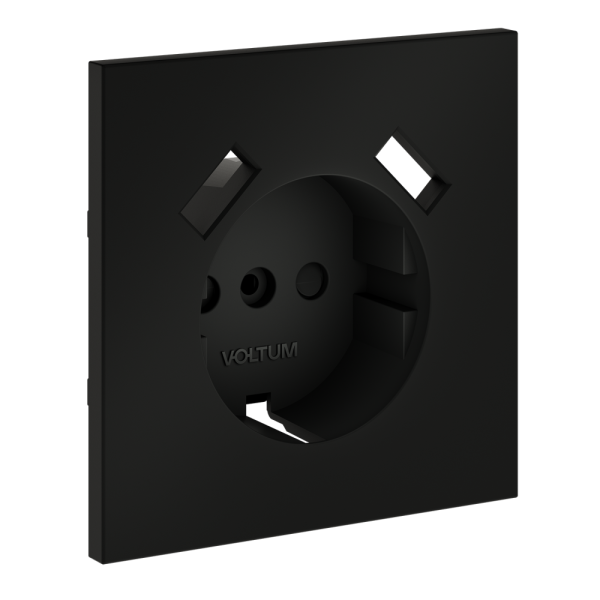 Накладка для розетки с заземлением и защитными шторками, с USB A+A, S70 (черный матовый)