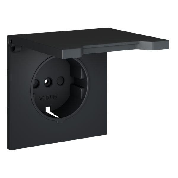 Накладка для розетки с заземлением, защитными шторками и крышкой, S70 (графит)