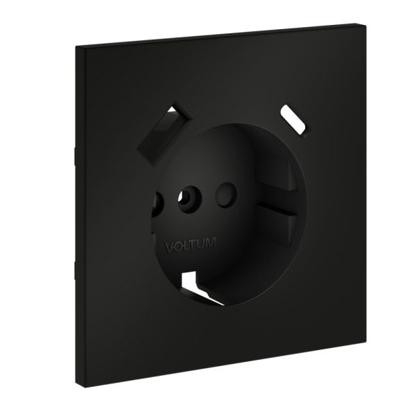 Накладка для розетки с заземлением и защитными шторками, с USB A+C, S70 (черный матовый)