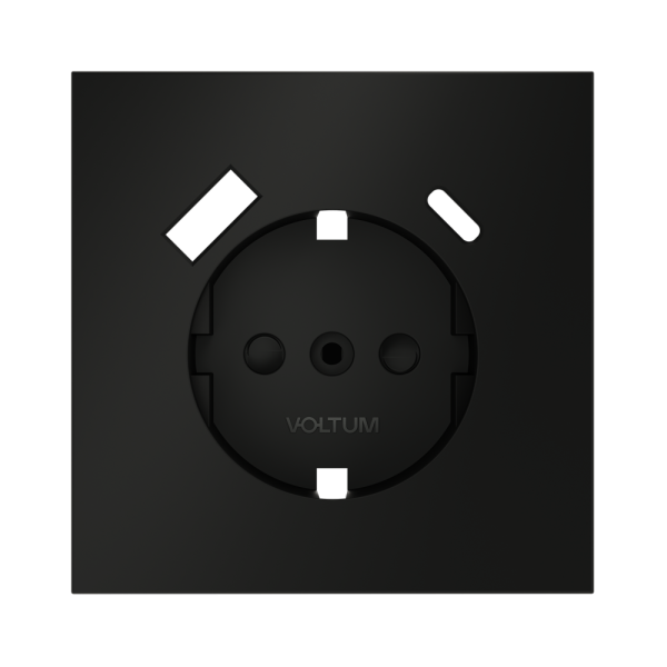 Накладка для розетки с заземлением и защитными шторками, с USB A+C, S70 (черный матовый)