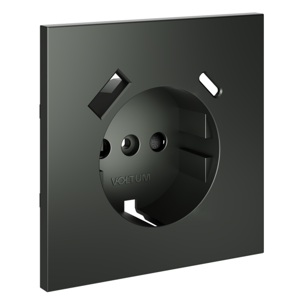 Накладка для розетки с заземлением и защитными шторками, с USB A+C, S70 (титан)