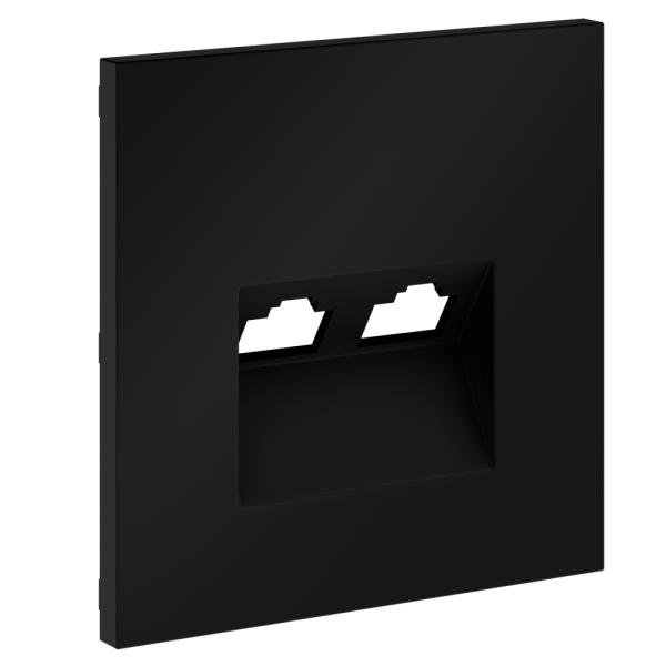 Накладка для розетки компьютерной двойной RJ45+RJ45 кат.6, S70 (черный матовый)